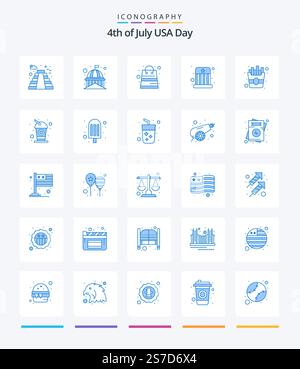 Creative USA 25 pacchetto icone blu come veloce. bambini. bianco. intrattenimento. negozio Illustrazione Vettoriale
