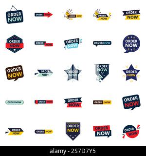 Promuovi i tuoi prodotti o servizi con stile con i nostri banner Pack of 25 Order Now Illustrazione Vettoriale