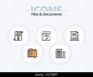 File e documenti riga riempita icona Pack 5 icona Design. dati. archivia. blocco note. grafico. documento Illustrazione Vettoriale