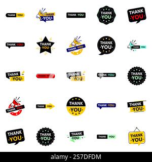 25 versatili disegni vettoriali per ringraziare il pubblico Illustrazione Vettoriale