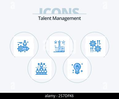 Talent Management Blue Icon Pack 5 Icon Design. pancia. mi piace. soluzione. uomo. freccia Illustrazione Vettoriale