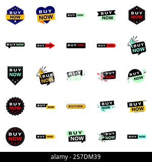 Acquista ora 25 nuovi elementi tipografici per una moderna promozione d'acquisto Illustrazione Vettoriale