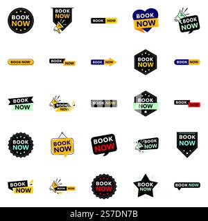 25 attraente Book Now Banners in una gamma di stili Illustrazione Vettoriale