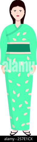 Vettore cartoni animati icona kimono asiatica. Costume da donna. Moda da sposa. Vettore cartoni animati icona kimono asiatica. Costume da donna Illustrazione Vettoriale