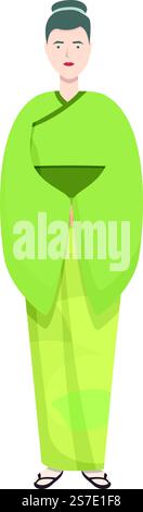 Personaggio icona kimono vettore cartone animato. Costume asiatico. Moda da sposa. Personaggio icona kimono vettore cartone animato. Costume asiatico Illustrazione Vettoriale