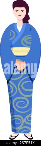 Bellissimo vettore cartoni animati con icona kimono. Costume asiatico. Design per matrimoni. Bellissimo vettore cartoni animati con icona kimono. Costume asiatico Illustrazione Vettoriale