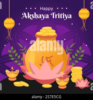 Akshaya Tritiya Festival Social Media sfondo Illustrazione Cartoon modelli disegnati a mano Illustrazione Vettoriale