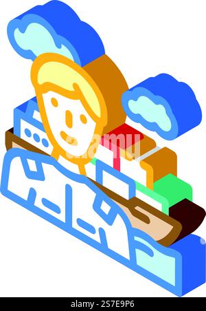 vettore icona isometrico operaio ingegnere marittimo. insegna del lavoratore ingegnere marino. illustrazione del simbolo isolato. illustrazione vettoriale dell'icona isometrica del lavoratore marittimo Illustrazione Vettoriale