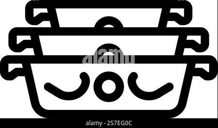 piatto da forno in ceramica - icona vettoriale della linea di pentole da cucina. cartello stoviglie da cucina in ceramica. illustrazione nera del simbolo del contorno isolato. illustrazione vettoriale dell'icona della linea di stoviglie in ceramica Illustrazione Vettoriale