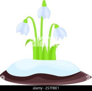 Vettore cartoni animati con icona a forma di foglia di neve. Flora della neve. Fiore di petali. Vettore cartoni animati con icona a forma di foglia di neve. Flora della neve Illustrazione Vettoriale