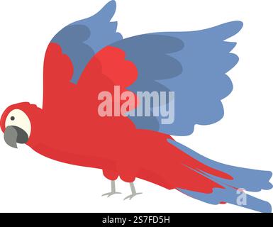 Vettoriale cartoni animati icona Macaw arrabbiata. Uccello tropicale. Mosca rossa. Vettoriale cartoni animati icona Macaw arrabbiata. Uccello tropicale Illustrazione Vettoriale