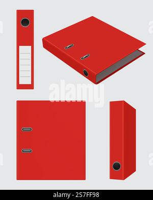 Cartelle d'ufficio realistiche. File del libro di legatura di cancelleria con copertina rigida aperta e chiusa portafoglio modello vettoriale decorativo realistico di copertina vuota illustrazione realistica. Cartelle d'ufficio realistiche. File del libro di legatura di cancelleria con copertina rigida aperta e chiusa portafoglio mockup vettoriale realistico decente Illustrazione Vettoriale