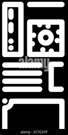 case per computer gaming icona glifo per pc vettoriale. custodia per computer, cartello pc per giochi. illustrazione del simbolo isolato. illustrazione vettoriale dell'icona del glifo del pc per il gioco del computer Illustrazione Vettoriale