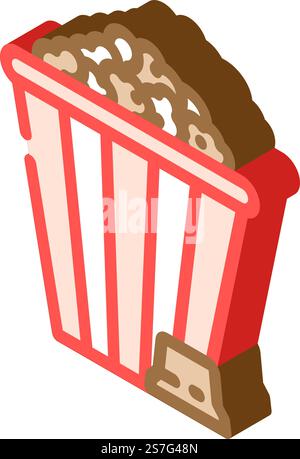 icona vettoriale isometrica del cibo di popcorn al cioccolato. insegna del cibo di popcorn al cioccolato. illustrazione del simbolo isolato. illustrazione vettoriale dell'icona isometrica del cibo di popcorn al cioccolato Illustrazione Vettoriale