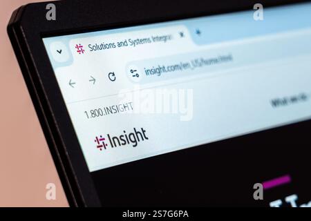 New York, USA - 19 gennaio 2025: Sito Web Insight che illustra soluzioni IT, integrazione di sistemi e servizi tecnologici per le aziende Foto Stock