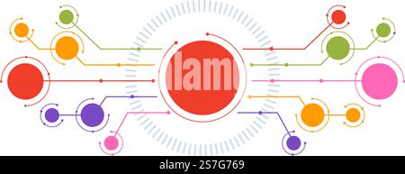 Astratto Social Network Vector Illustration con cerchi poligonali forme, molecole tecnologia e punti di connessione o linee in modelli disegnati a mano Illustrazione Vettoriale