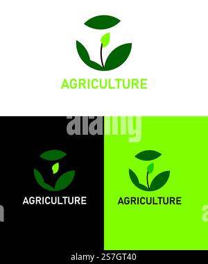 Logo business agricolo, logo foglia agricoltura, logo cerchio agricoltura , illustrazione vettore Illustrazione Vettoriale