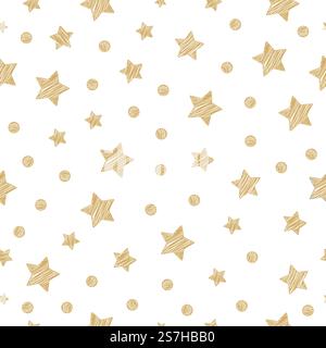 stelle d'oro natalizie con motivo senza cuciture che disegnano uno sfondo isolato Illustrazione Vettoriale