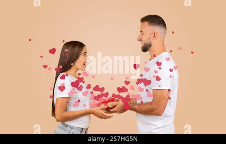 Momenti di amore e gioia condivisi tra una coppia il giorno di San Valentino Foto Stock