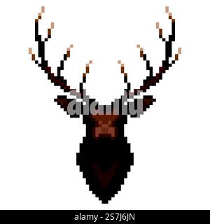 Ritratto del cervo in stile pixel art. Illustrazione vettoriale. Illustrazione Vettoriale