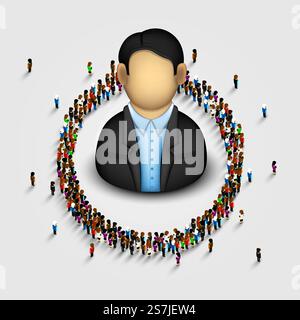 Grande gruppo di persone a forma di cerchio . Illustrazione vettoriale. Un grande gruppo di persone a forma di cerchio. Illustrazione vettoriale Illustrazione Vettoriale
