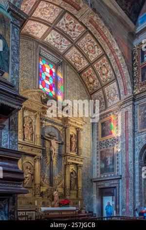 Squisita decorazione nella chiesa di San Giovanni Evangelista del Collegio dei Gesuiti di Funchal (Igreja de São João Evangelista do Colégio do Funchal), Madeira Foto Stock