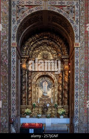 Squisita decorazione nella chiesa di San Giovanni Evangelista del Collegio dei Gesuiti di Funchal (Igreja de São João Evangelista do Colégio do Funchal), Madeira Foto Stock