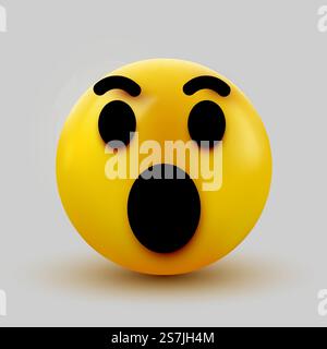 Emoji sorpresa isolata su sfondo bianco, emoticon scioccata. Illustrazione vettoriale Illustrazione Vettoriale