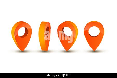 icona del puntatore 3d per la mappa. Marcatore a puntino per l'illustrazione del vettore del punto di spostamento. icona del puntatore 3d per la mappa. Marcatore a punta per l'illustrazione del vettore del punto di spostamento Illustrazione Vettoriale