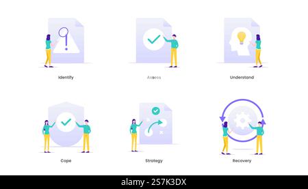 Illustrazione delle icone dei vettori di gestione delle crisi. Adatto per ui, ux, Web, mobile, banner e infografica. Illustrazione Vettoriale