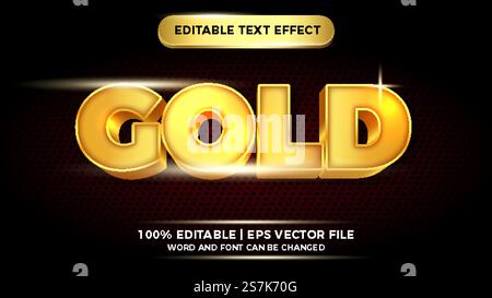 elegante effetto di testo modificabile in oro con sfondo mezzitoni Illustrazione Vettoriale