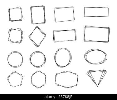 Telaio doppio. Cornice di testo creata con forme geometriche semplici, dal look moderno. Illustrazione Vettoriale