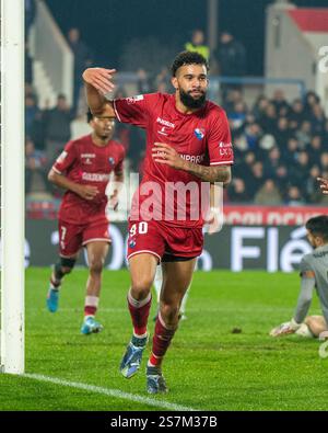 Barcelos, Guimaraes, Portogallo. 19 gennaio 2025. PABLO di Gil Vicente ha visto celebrare il suo gol durante la partita di Liga Portugal Betclic 2024/25 tra Gil Vicente FC e FC Porto all'Estadio Cidade de Barcelos 19, gennaio 2025 a Barcelos, Portogallo. Crediti: ZUMA Press, Inc./Alamy Live News Foto Stock