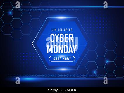 Sfondo futuristico del Cyber Monday, illustrazione vettoriale EPS 10 Illustrazione Vettoriale