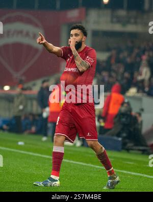 Barcelos, Guimaraes, Portogallo. 19 gennaio 2025. PABLO di Gil Vicente ha visto celebrare il suo gol durante la partita di Liga Portugal Betclic 2024/25 tra Gil Vicente FC e FC Porto all'Estadio Cidade de Barcelos 19, gennaio 2025 a Barcelos, Portogallo. Crediti: ZUMA Press, Inc./Alamy Live News Foto Stock