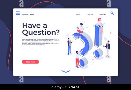 Domande. Domande isometriche, come fare e porre domande pagina di destinazione. Espressioni ponderate, problemi di domande o problemi di gestione illustrazione vettoriale. Domande. Interrogatori isometrici, come fare e porre domande illustrazione vettoriale della pagina di destinazione Illustrazione Vettoriale