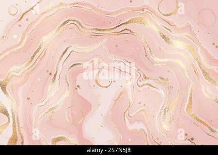 Marmo liquido rosa polveroso astratto o sfondo acquerello con strisce testurizzate in lamina glitter. Effetto di disegno a inchiostro di marmo pastello. Modello di disegno dell'illustrazione vettoriale per l'invito al matrimonio.. Marmo liquido rosa polveroso astratto o sfondo acquerello con strisce testurizzate in lamina glitter. Effetto di disegno a inchiostro di marmo pastello. Modello di disegno dell'illustrazione vettoriale per l'invito al matrimonio Illustrazione Vettoriale