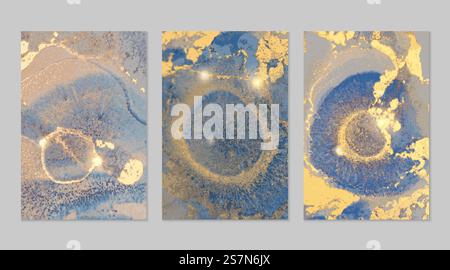 Texture astratte in marmo blu navy e oro Illustrazione Vettoriale
