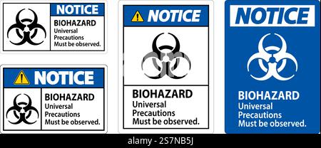 Etichetta di avviso di rischio biologico osservare le precauzioni universali relative al rischio biologico Illustrazione Vettoriale