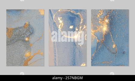 Texture astratte in marmo blu navy e oro Illustrazione Vettoriale