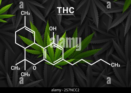 Formula chimica strutturale molecolare THC o tetraidrocannabinolo Illustrazione Vettoriale