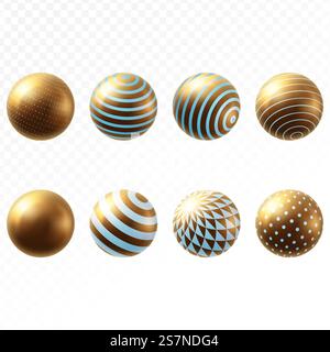 Set di sfere realistiche 3d astratte Illustrazione Vettoriale