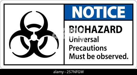 Etichetta di avviso di rischio biologico osservare le precauzioni universali relative al rischio biologico Illustrazione Vettoriale