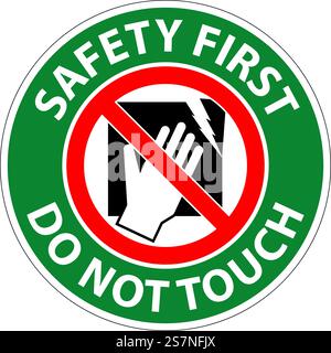 Cartello sicurezza prima macchina attrezzatura fragile, non toccare Illustrazione Vettoriale