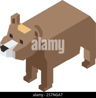 Orsacchiotto o modello, giocattolo di legno isolato o gioco per bambini. Simpatico personaggio disegnato in forma geometrica, arredamento minimalista o gioco per i bambini. Vettore in stile piatto. Personaggio animale in legno, carino vettore di personaggi dell'orso Illustrazione Vettoriale
