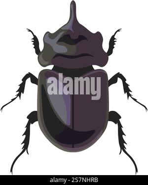 Insetti e coleotteri della natura selvaggia, insetti isolati Rhinoceros dynastinae. Fauna selvatica e zoologia, animali e creature con gambe e corno, corpo e ali. Immagine vettoriale in stile piatto. Insetto Rhinoceros beetle dynastinae, vettore di insetti Illustrazione Vettoriale
