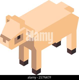 Personaggio geometrico di animali, gioco isolato o giocattolo per bambini. Elemento da gioco per bambini, pecore con design quadrato in legno. Prodotti ecologici con cui giocare. Immagine vettoriale in stile piatto. Animale di pecora, personaggio geometrico o gioco Illustrazione Vettoriale