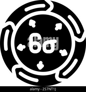 six sigma manufacturing engineer glyph icon vector. six sigma manufacturing engineer sign. illustrazione del simbolo isolato. illustrazione vettoriale dell'icona del glifo del tecnico di produzione six sigma Illustrazione Vettoriale