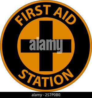 Cartello da pavimento, stazione di pronto soccorso Illustrazione Vettoriale