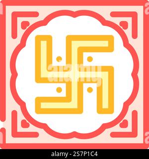 vettore icona colore induismo svastica. segno induismo della svastica. illustrazione del simbolo isolato. illustrazione vettoriale dell'icona a colori dell'induismo della svastica Illustrazione Vettoriale